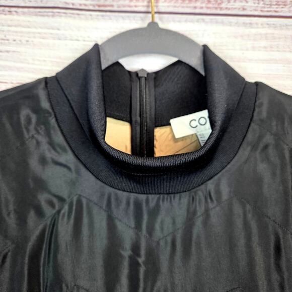 COS Black Satin Midi Turtleneck Dress Sz 12 Relaxed Fit Modern Luxury Minimalist - Picture 7 of 16